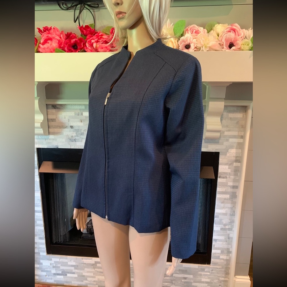 Delegance Boutique Blue Zip-Up Blazer Jacket